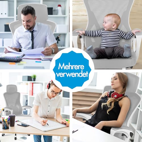 ALFORDSON Bürostuhl, Lendenstütze, Atmungsaktives Netz und Stoff, Hochklappbare/Verstellbare Armlehnen, Hochwertiger Schaumstoff, 180kg für Zuhause & Gaming, Wale, Schwarz