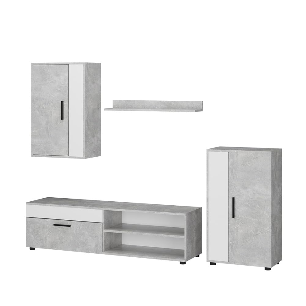 Vicco Berno TV Wall Unit Beige / Anthracite Set of 4