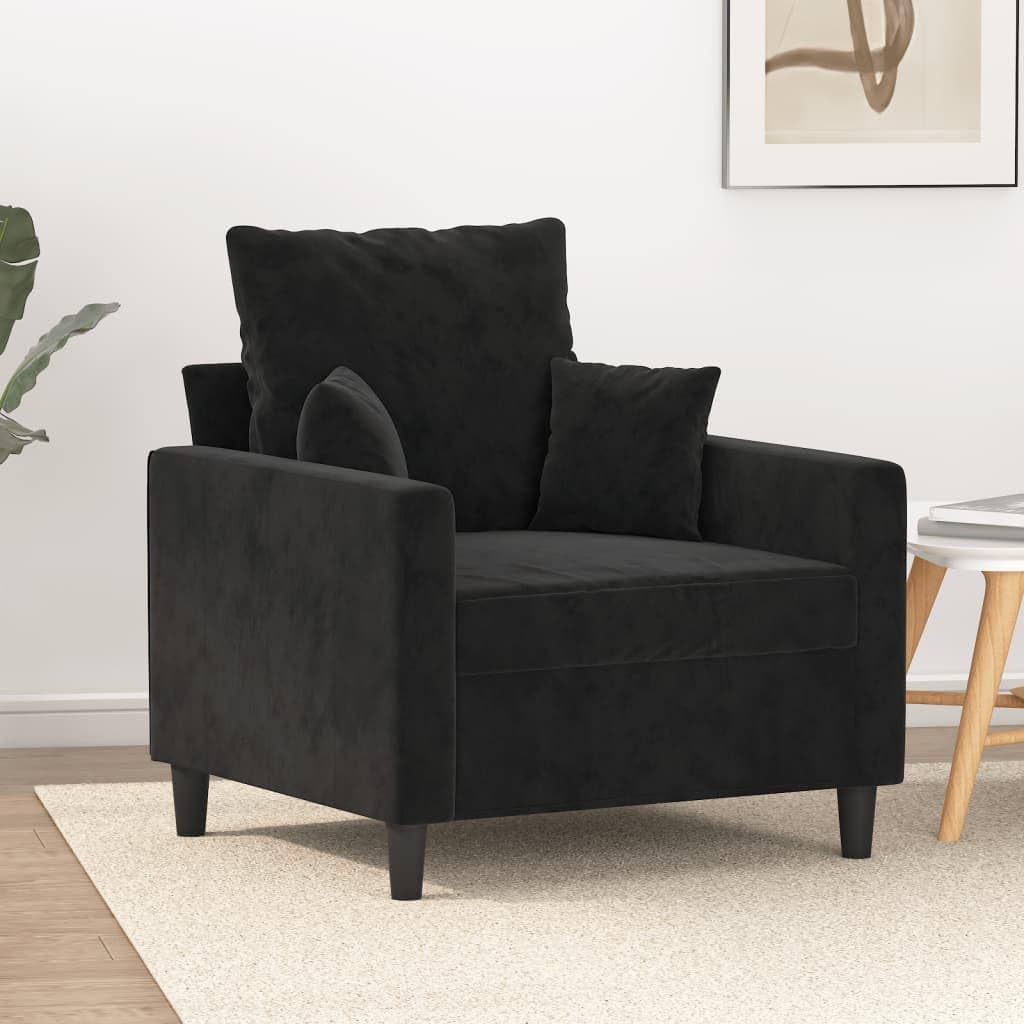 Willood 3-TLG. Sofagarnitur mit Kissen Dunkelgrau Samt,Sofa geeignet für Wohnzimmer, Sofa Set, mit Armlehnen und Kissen