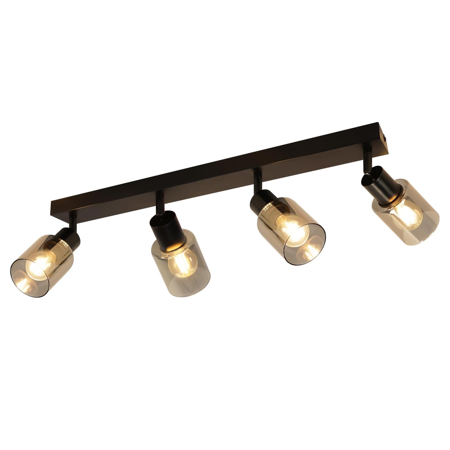 Kowanie Deckenlampe Vintage 6 flammig: Industrial Wohnzimmerlampe Schwarz Deckenleuchte Wohnzimmer retro Kronleuchter aus Glas Deckenbeleuchtung inkl. 6 × E14 2700K Leuchtmittel für Küche