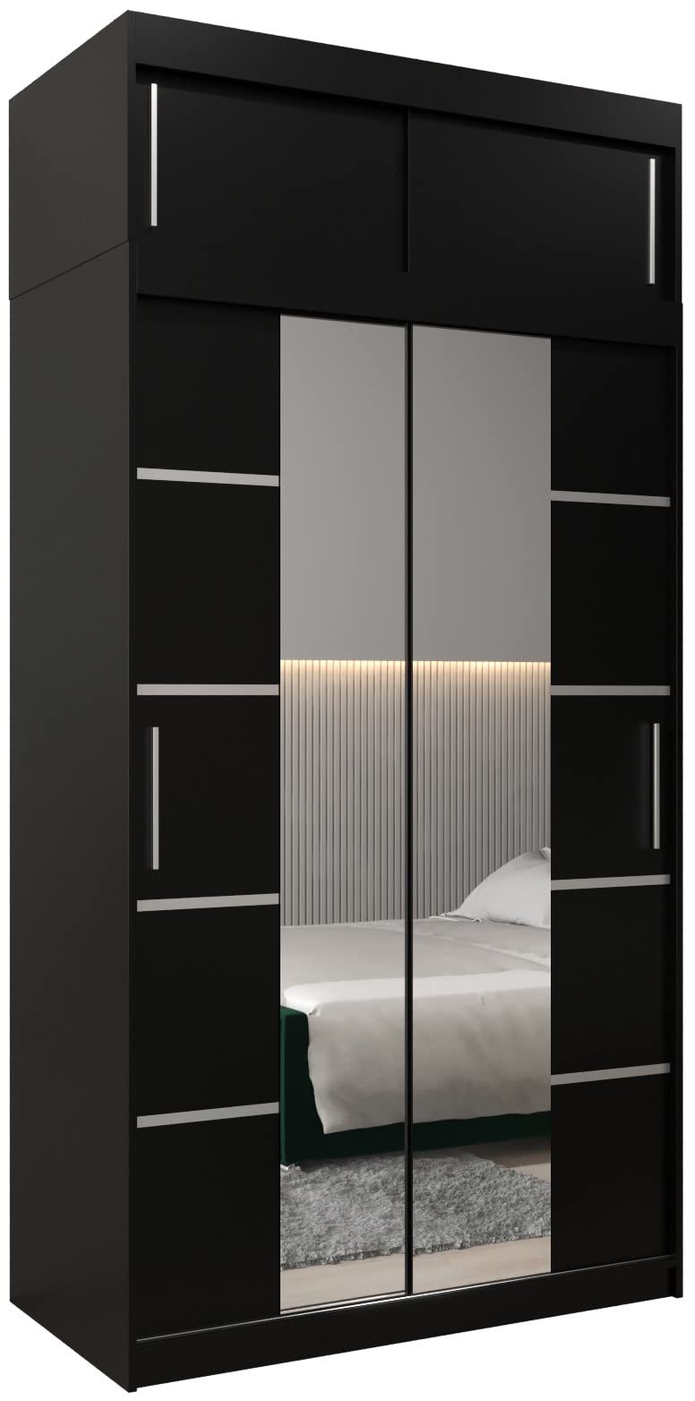 MEBLE KRYSPOL Verona 4 250 Bedroom Wardrobe Sliding Doors Cabinet with Mirror Wardrobe with Mirror Sliding Door Wardrobe Sliding Doors - 250 x 240 x 62 cm - Sonoma with Extension