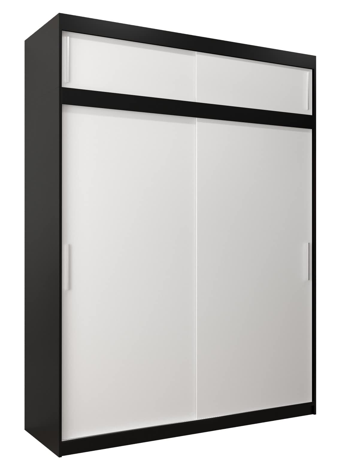 MEBLE KRYSPOL Tokyo 250 Wardrobe with Three Sliding Doors for Bedroom – Modern Storage Cabinet with Clothes Rail and Shelves – 250 x 200 x 62 cm – Matte Black and Artisan