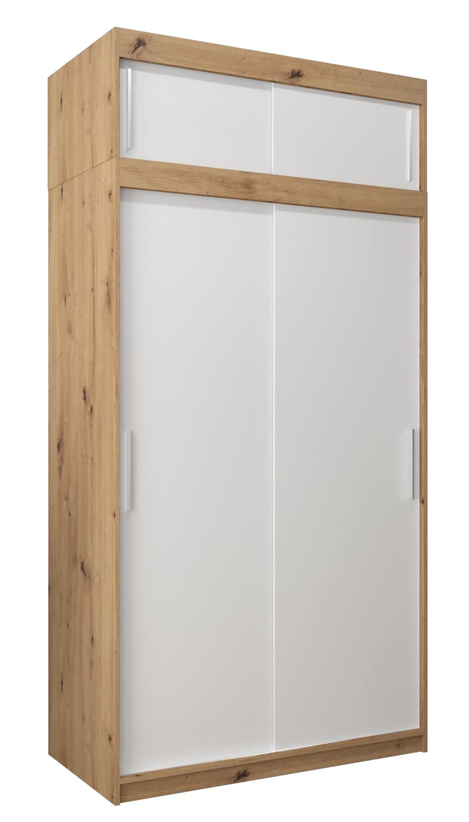 MEBLE KRYSPOL Tokyo 250 Wardrobe with Three Sliding Doors for Bedroom – Modern Storage Cabinet with Clothes Rail and Shelves – 250 x 200 x 62 cm – Matte Black and Artisan