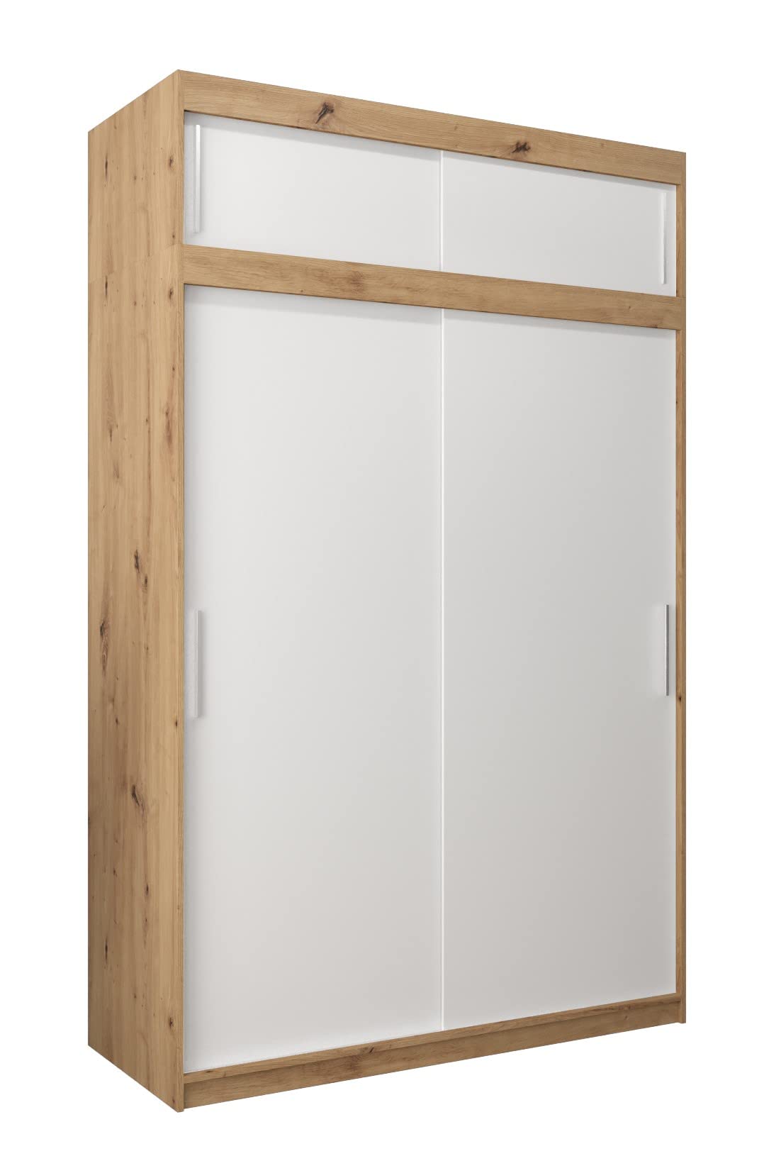 MEBLE KRYSPOL Tokyo 250 Wardrobe with Three Sliding Doors for Bedroom – Modern Storage Cabinet with Clothes Rail and Shelves – 250 x 200 x 62 cm – Matte Black and Artisan