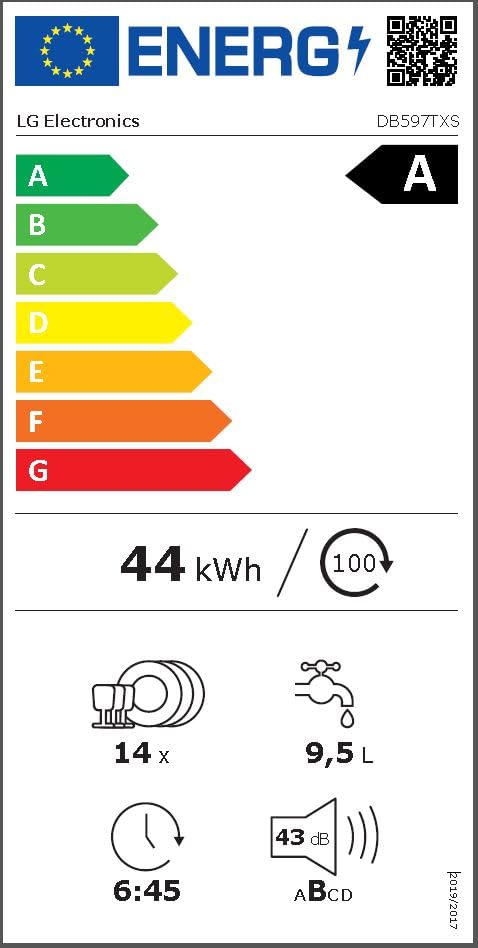 LG DB597TXS Energy Class A -20% Fully Integrated Dishwasher Dishwasher with Cutlery Drawer Automatic Drying Door Opening Steam Cleaning Ultra Quiet Silver