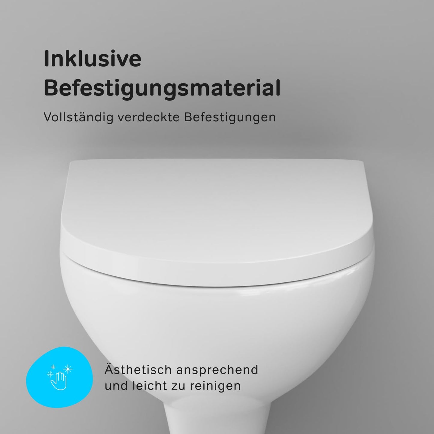 AM.PM X-Joy S - Spülrandlos Hänge WC, Tiefspül Toilette FlashClean, Wand WC mit Toilettendeckel mit Absenkautomatik, Hänge Toilette aus Keramik, Weiß, 50 cm lang