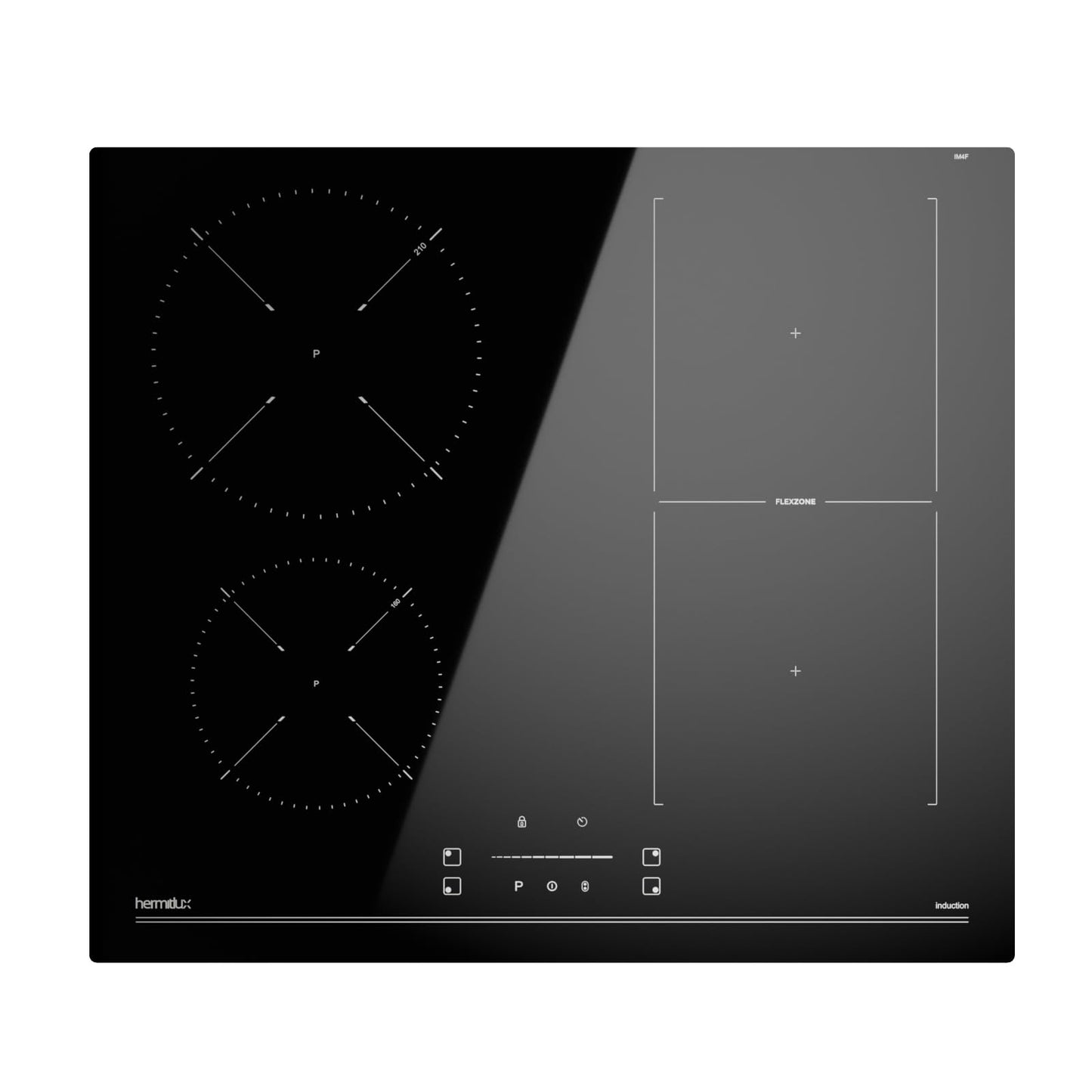 Hermitlux kochfeld 28,8cm, Glaskeramik Kochfeld 2 Platten, 9 Leistungsstufen, Touch-Steuerung, Timer, Kindersicherung, Geeignet für Alle Töpfe, 3300W