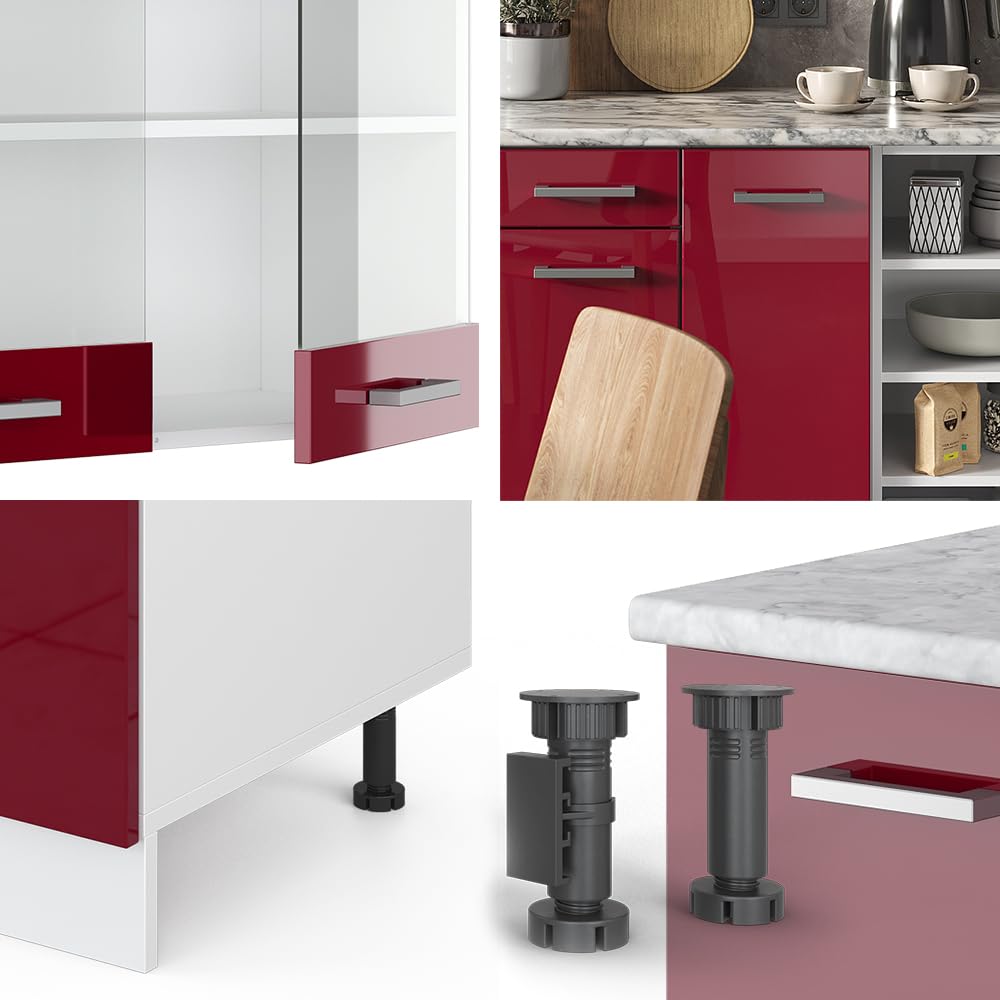 Vicco Küchenzeile R-Line, Küchenblock, Blau-Grau/Weiß, 240 cm ohne Arbeitsplatte