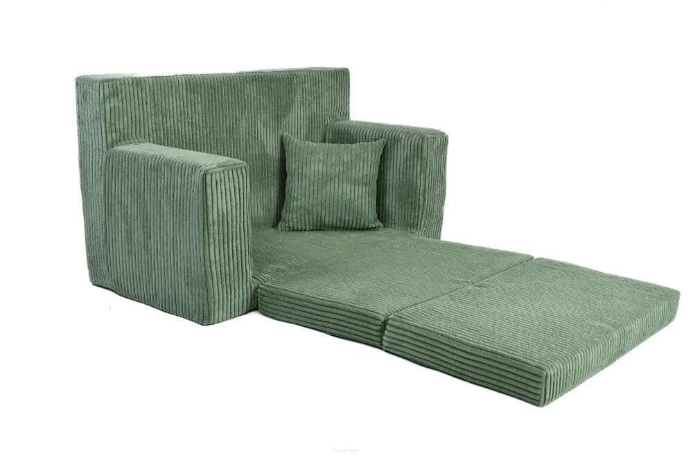 FORTISLINE - Kindersofa ausklappbar 83x47x43cm Oeko-TEX - Spielesofa für Kinder 2in1 - Kindercouch Aufklappen Bettfunktion - Schlafcouch aus Schaumstoff - Kuschel-Cord - Viele Muster (Grau)