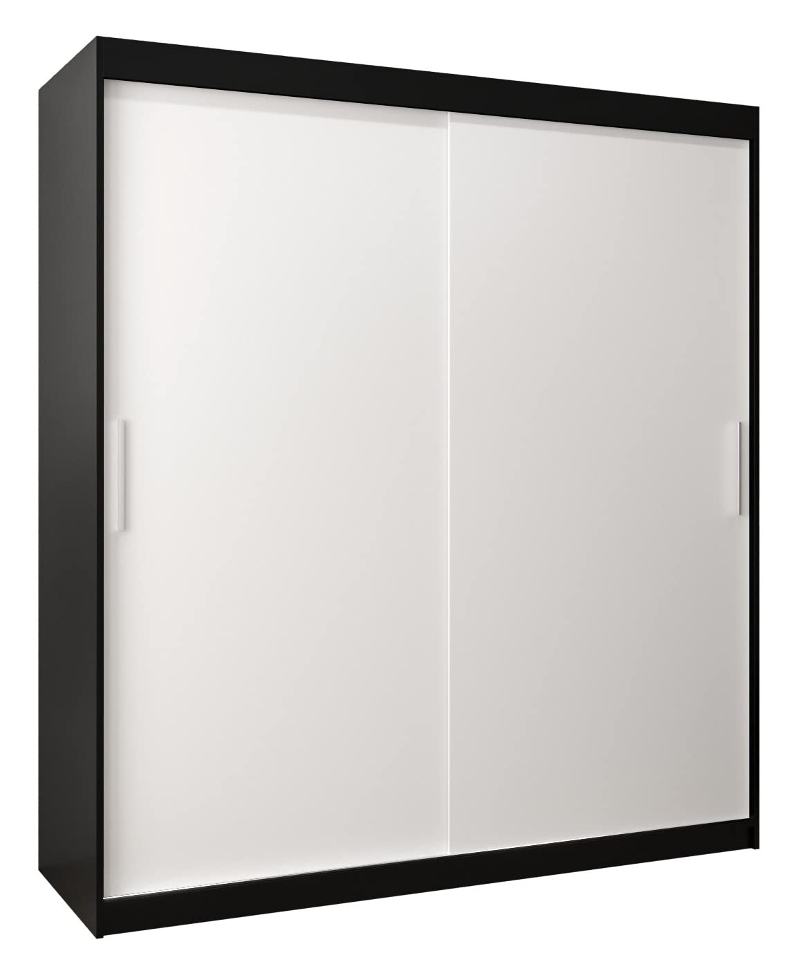 MEBLE KRYSPOL Tokyo 250 Wardrobe with Three Sliding Doors for Bedroom – Modern Storage Cabinet with Clothes Rail and Shelves – 250 x 200 x 62 cm – Matte Black and Artisan