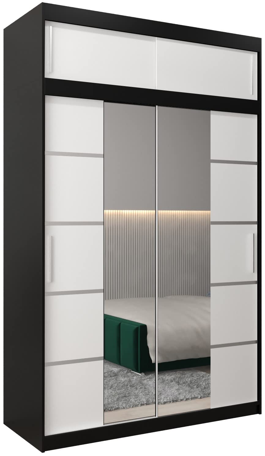 MEBLE KRYSPOL Verona 4 250 Bedroom Wardrobe Sliding Doors Cabinet with Mirror Wardrobe with Mirror Sliding Door Wardrobe Sliding Doors - 250 x 240 x 62 cm - Sonoma with Extension