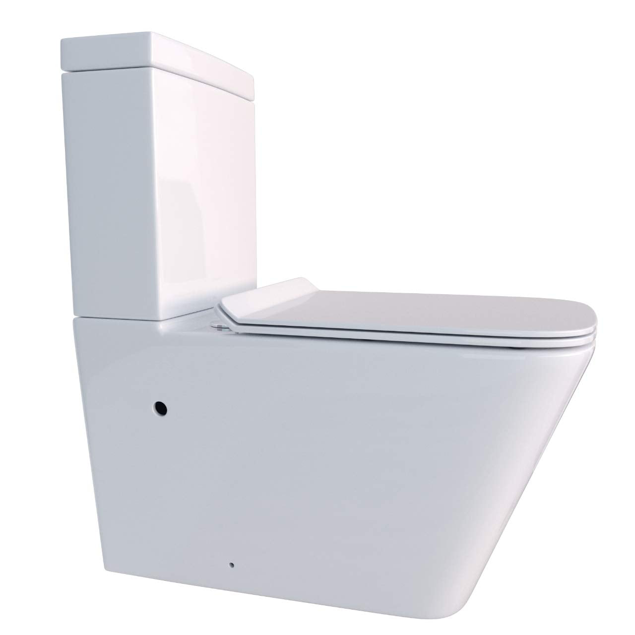 KERABAD Stand WC mit Spülkasten komplett Set, Spülrandlos, Abgang senkrecht und waagerecht, WC-Sitz aus Duroplast mit Absenkautomatik SoftClose-Funktion KB6003-U aus Keramik