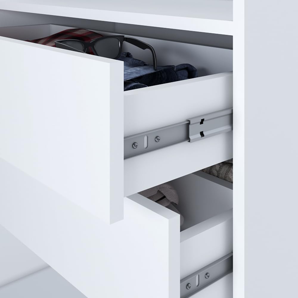 A&J MöbelLand Schwebetürenschrank VILANO 2, 3-türig Schrank 200 cm Kleiderschrank mit 4 Schubladen, und Spiegel (Weiß, Schwarz, Somona) (Schwarz/schwarz/schwarz)