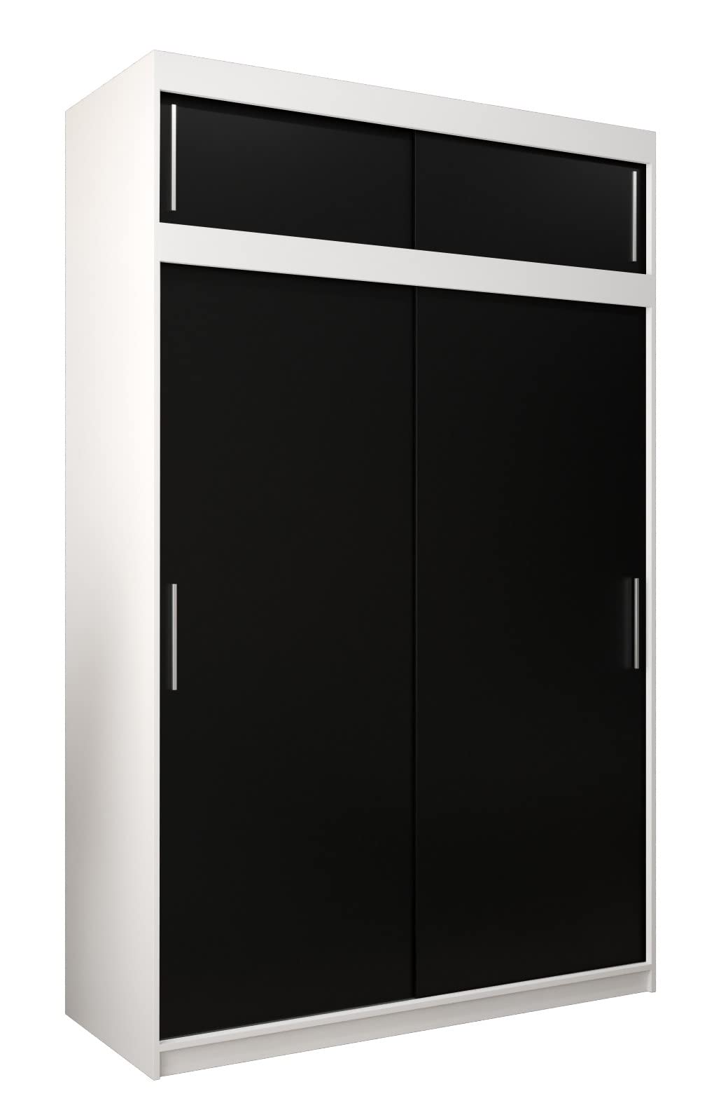 MEBLE KRYSPOL Tokyo 250 Wardrobe with Three Sliding Doors for Bedroom – Modern Storage Cabinet with Clothes Rail and Shelves – 250 x 200 x 62 cm – Matte Black and Artisan