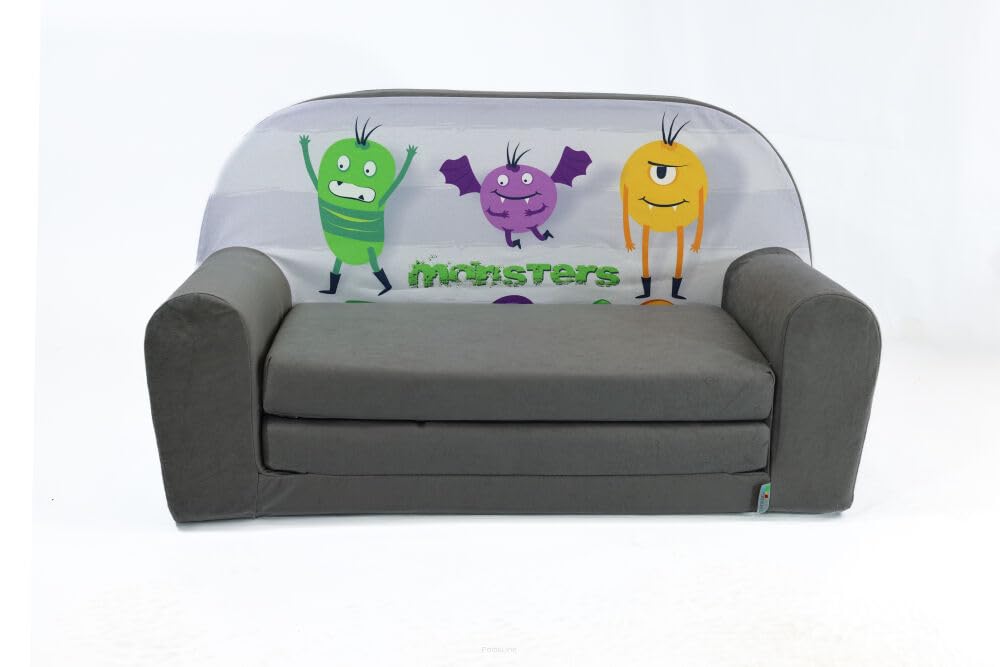 FORTISLINE Children's Sofa Mini Foldable 40 x 78 x 45 cm - Children's Sofa for Children 2-in-1 - Children's Couch Foldable - Foam Sofa Bed - Removable Cover - Many Designs