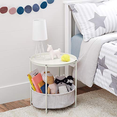 Amazon Basics Beistelltisch, rund, mit Aufbewahrungslösung, Leichte Creme Heidekraut Beistelltisch 44.96 x 44.96 x 48.0 cm