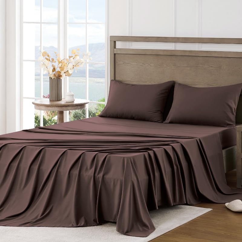 FreshCulture Queen Sheet Set - Ultra Soft Sheets for Queen Size Bed - Brushed Microfiber - Deep Pockets - Easy Care - Cooling & Breathable Sheets - 4 Pieces Hotel Luxury Queen Bed Sheets (White)