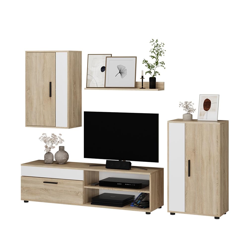 Vicco Berno TV Wall Unit Beige / Anthracite Set of 4