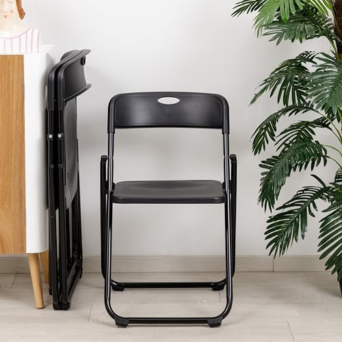 Baroni Home Klappstuhl mit PVC- und Stahlgestell, platzsparender zusammenklappbarer Sitz mit Füßen und Griff, Outdoor-Stuhl, Küche, Wohnzimmer, Reisen, 74x43x49 cm, 8 Stücke, Weiß