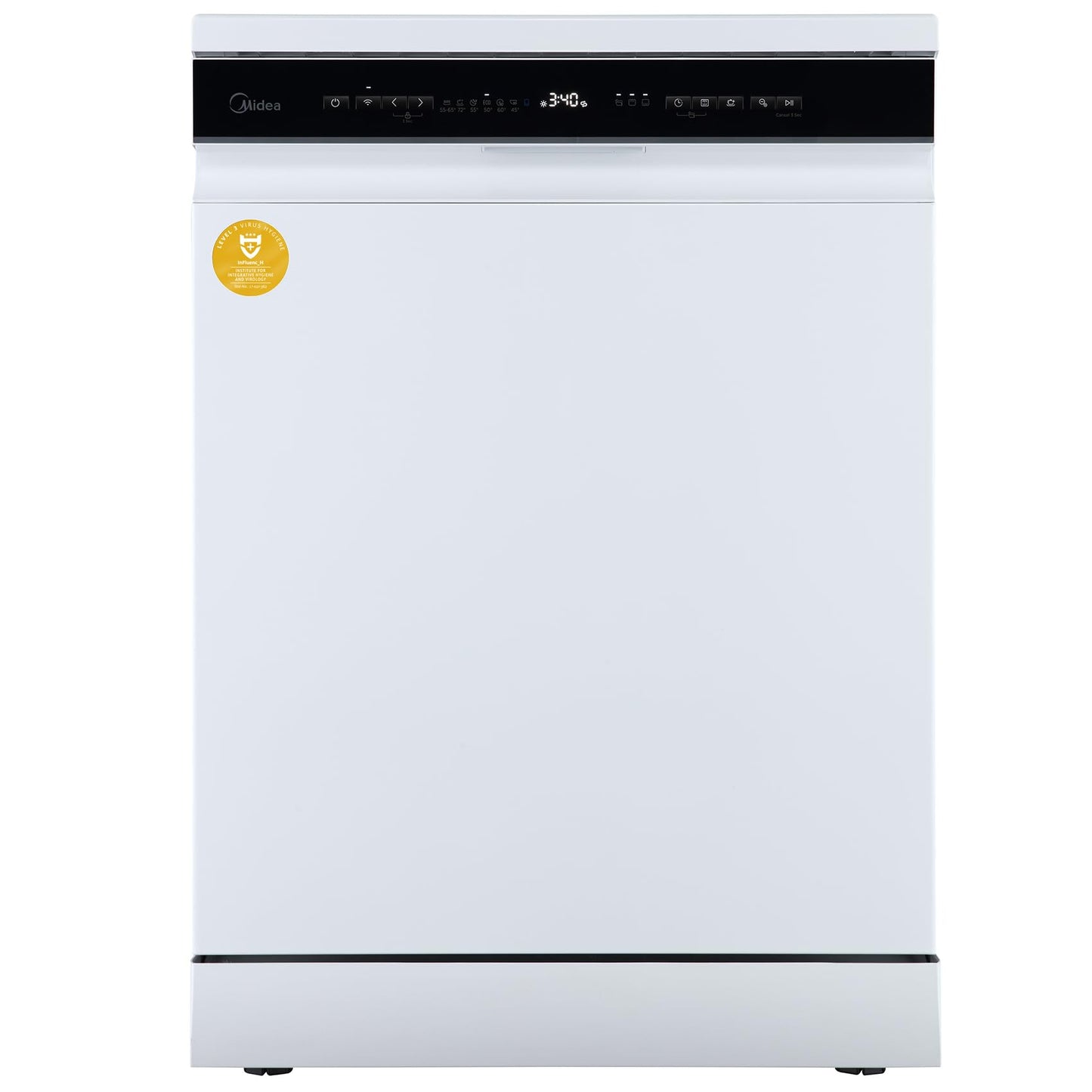 Midea MDWEU1435XSS-W Dishwasher, Integrated, 14 Place Settings, 60 cm, Partially Integrated with WiFi, Extra Drying, 7 Programmes, 47 dB, 0-24 Hours Start Time Delay, Stainless Steel