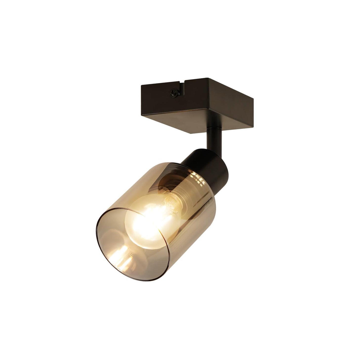 Kowanie Deckenlampe Vintage 6 flammig: Industrial Wohnzimmerlampe Schwarz Deckenleuchte Wohnzimmer retro Kronleuchter aus Glas Deckenbeleuchtung inkl. 6 × E14 2700K Leuchtmittel für Küche