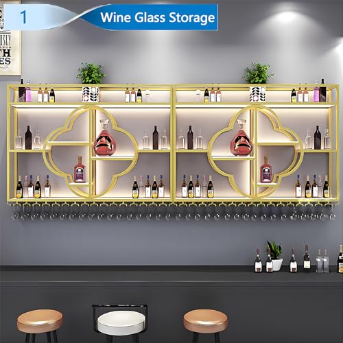 YDEHUEAD Moderne Metall Wand montiert Wein Display Rack, Flower Type-Schicht-Eisen-Rack, Wand Flaschenregal für Ba, Bar Einheit Floating Shelves, Flaschenregal für Home, Restaurant (Black, 150)