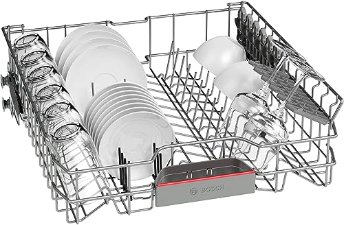 Bosch SMU4ETS08E, Series 4, Smart Undermount Dishwasher, 60 cm, Cutlery Basket, Dishwasher with Program Assistant, Particularly Quiet, Height-Adjustable Upper Basket, Automatic Door Opening, Stainless