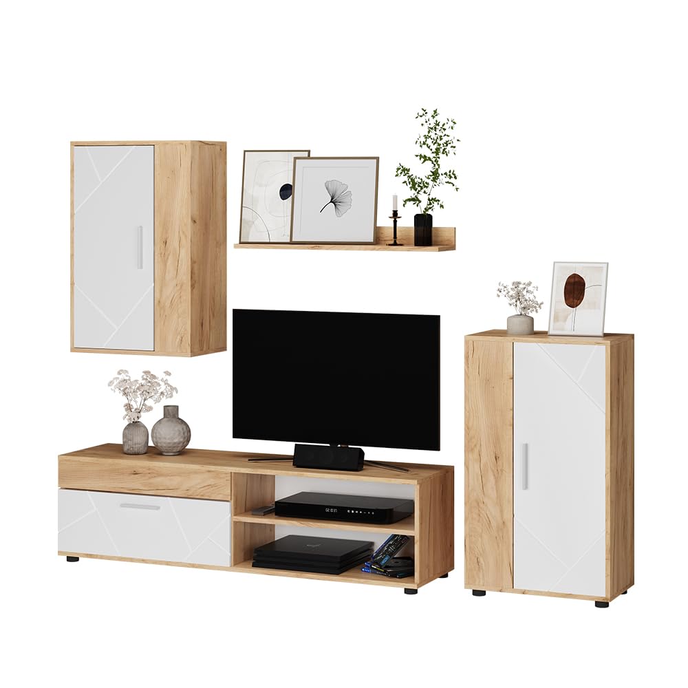 Vicco Berno TV Wall Unit Beige / Anthracite Set of 4