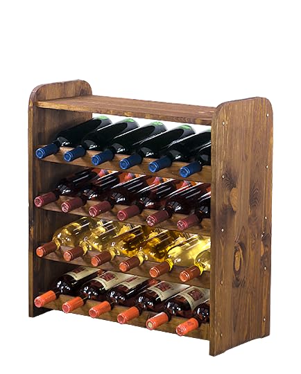 PROREGAL Weinregal PINOTWINE C | HxBxT 87,2x63,2x26,5cm | 42 Flaschen | Massives Kiefernholz | Natur unbehandelt | Weinhalter Weinständer Flaschenständer Flaschenregal Holzregal