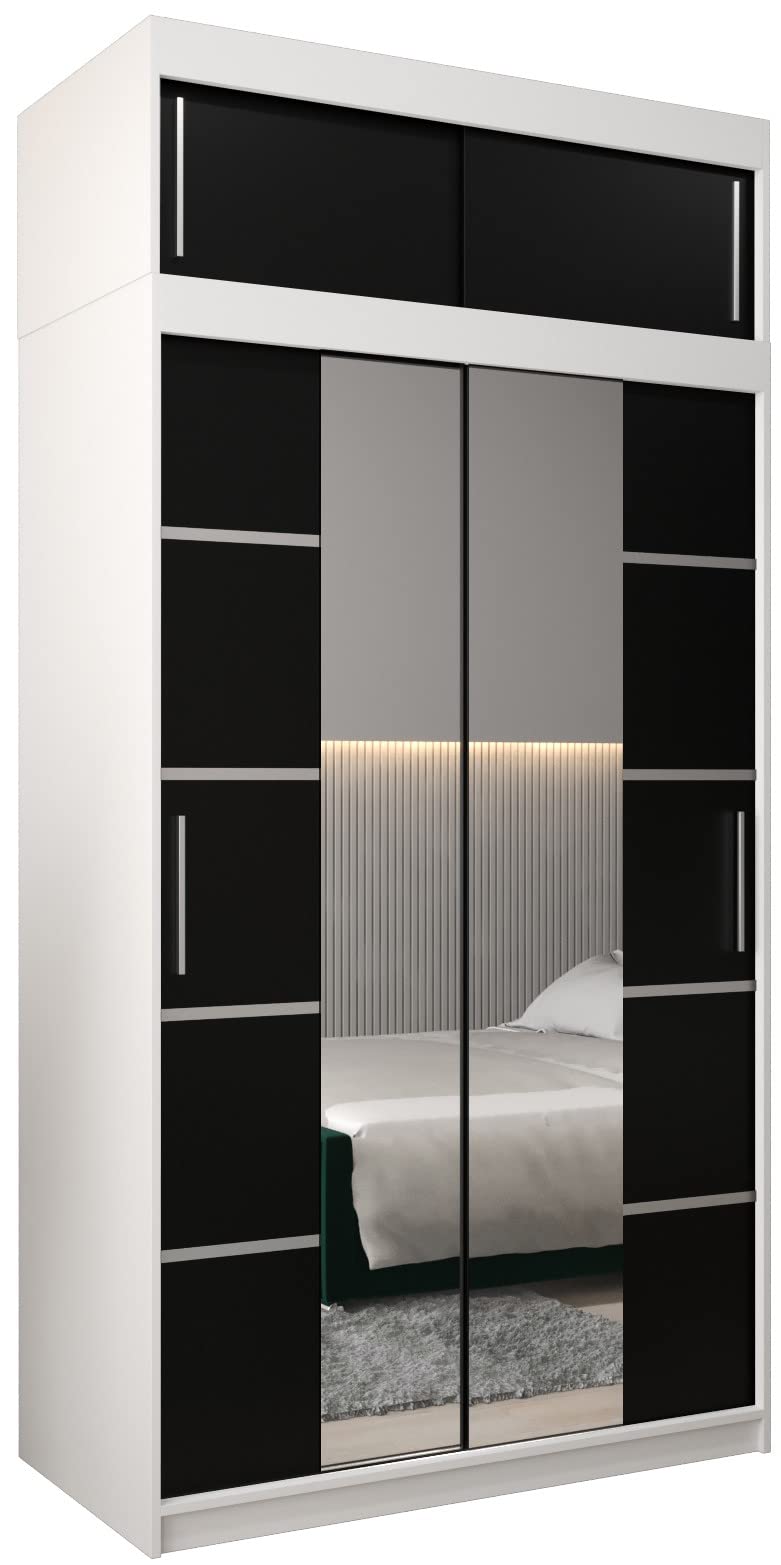 MEBLE KRYSPOL Verona 4 250 Bedroom Wardrobe Sliding Doors Cabinet with Mirror Wardrobe with Mirror Sliding Door Wardrobe Sliding Doors - 250 x 240 x 62 cm - Sonoma with Extension