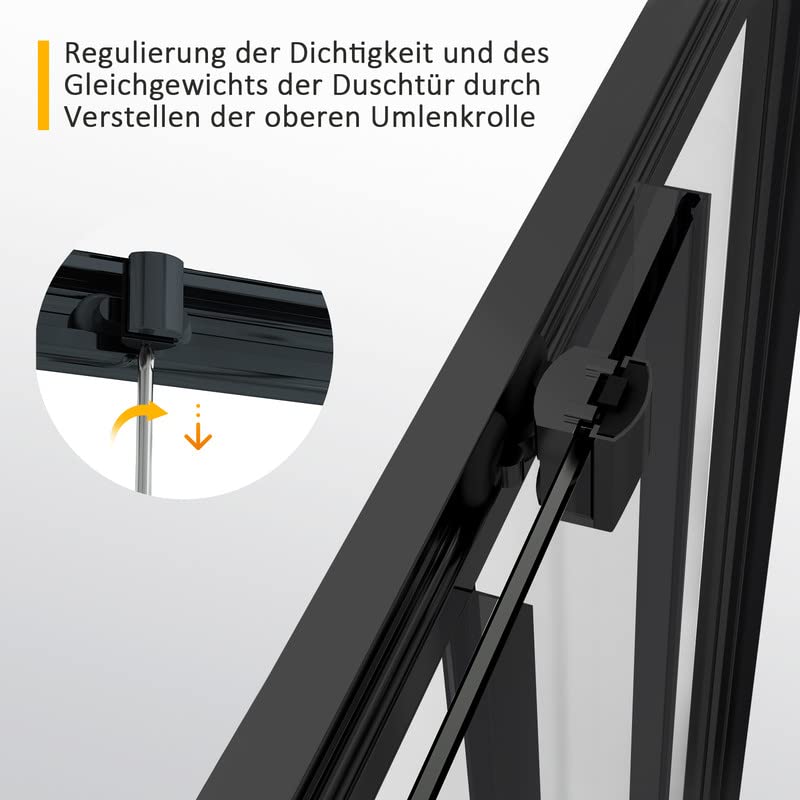 Shower Cubicle Black Double Sliding Door with Corner Entry 75 x 75 cm Shower Screen Sliding Doors Shower Enclosure 6 mm Tempered Glass Height 185 cm Shower Door