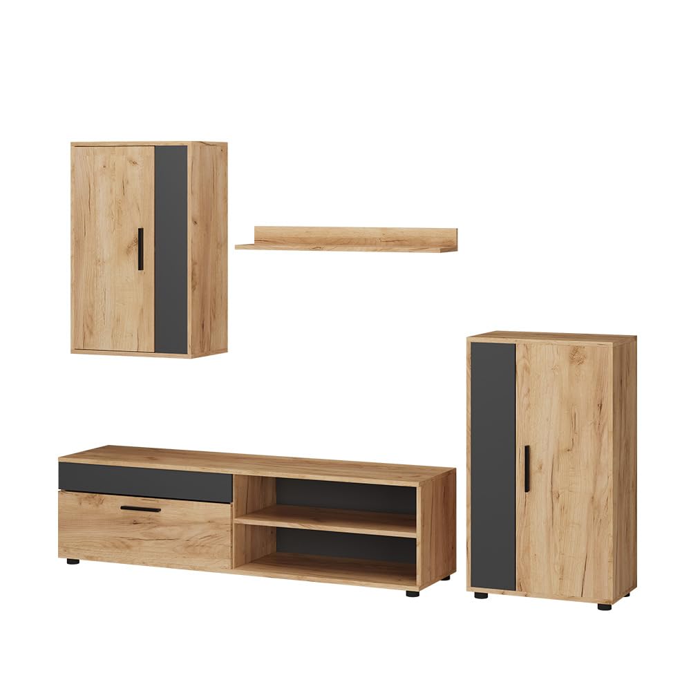 Vicco Berno TV Wall Unit Beige / Anthracite Set of 4