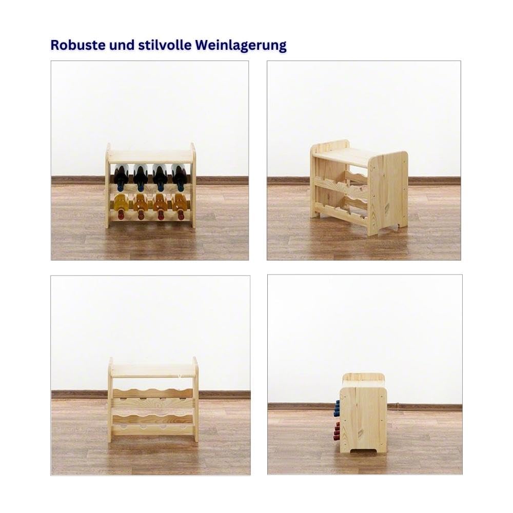 PROREGAL Weinregal PINOTWINE C | HxBxT 87,2x63,2x26,5cm | 42 Flaschen | Massives Kiefernholz | Natur unbehandelt | Weinhalter Weinständer Flaschenständer Flaschenregal Holzregal