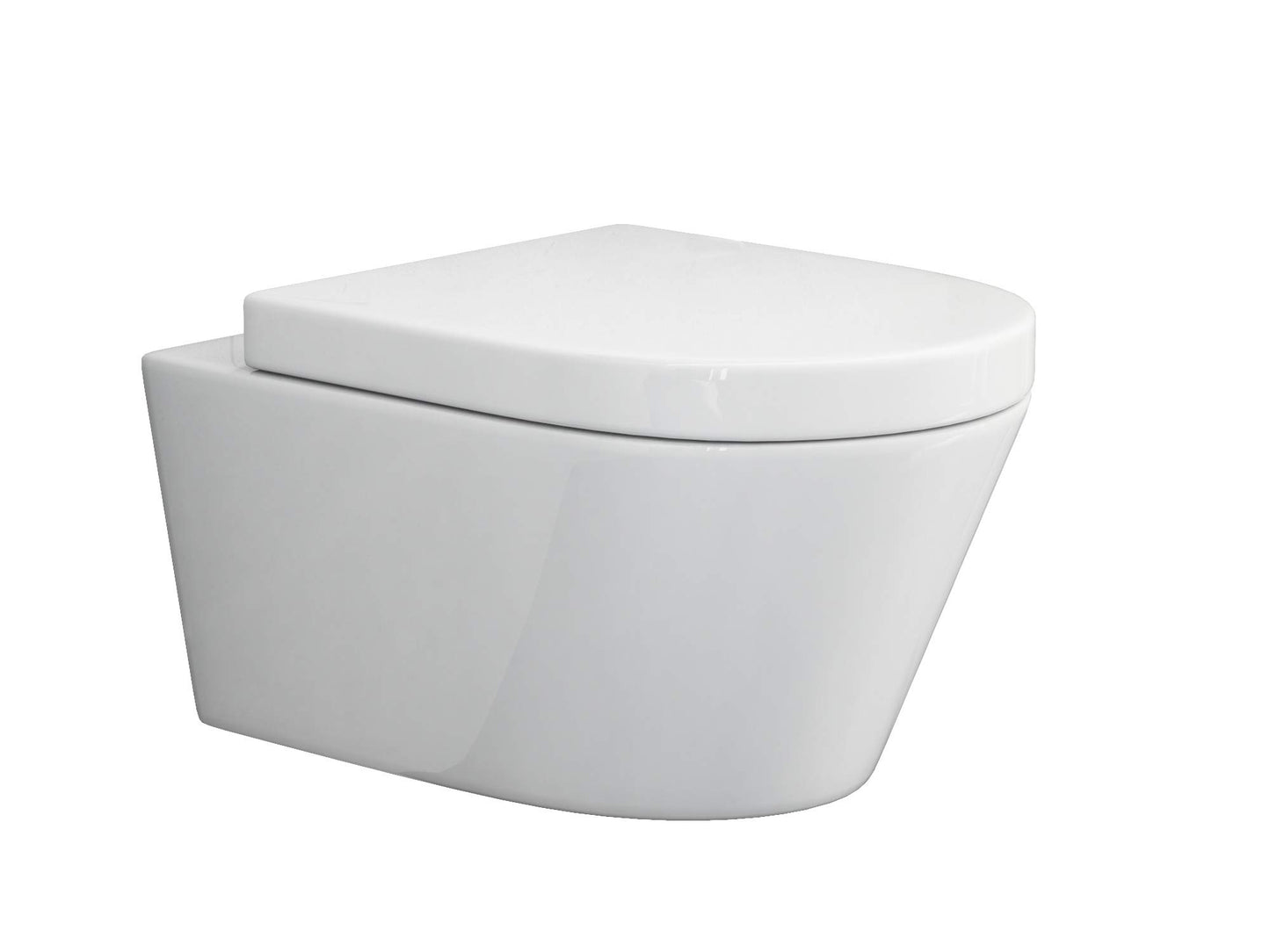 SSWW | Spülrandlose Toilette mit Softclose Toilettendeckel, Hänge-WC aus Keramik, Wand-WC, Tiefspüler | 54 cm lang