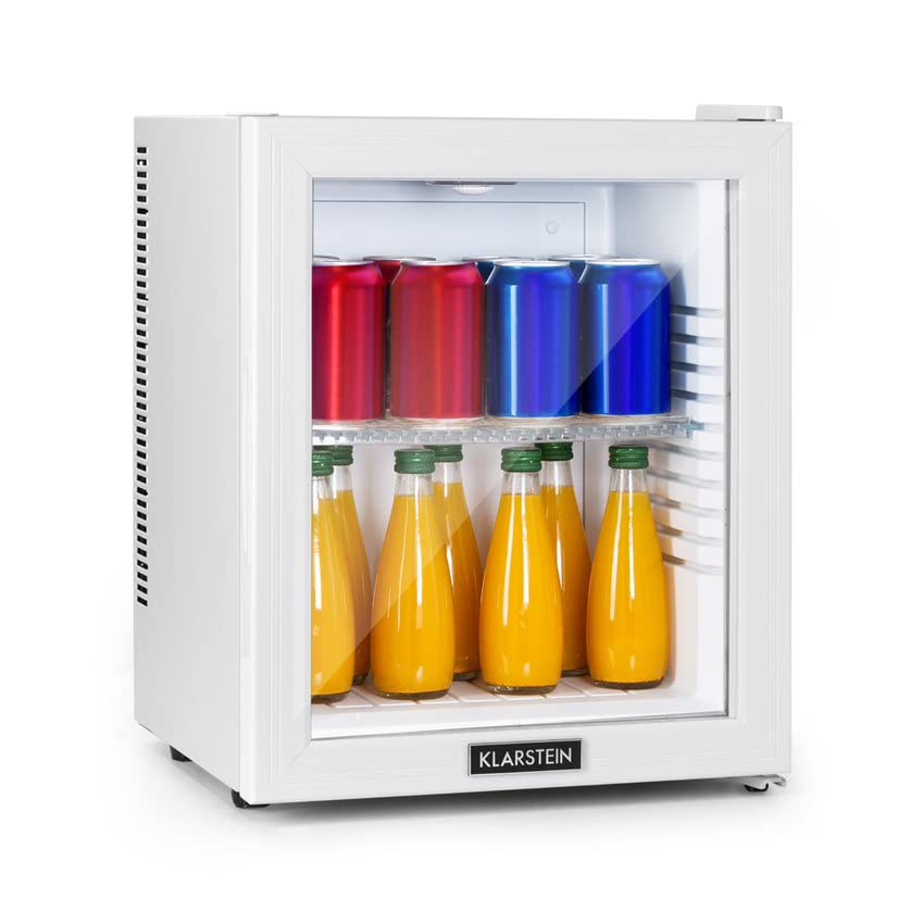 Klarstein Kühlschrank, Mini Kühlschrank mit Glastüre, Mini-Kühlschrank für Getränke, Snacks & Kosmetik, Kühlschrank Klein & Leise, Verstellbare Ablagen, Kleiner Skincare Kühlschrank 12-18°C, 23L
