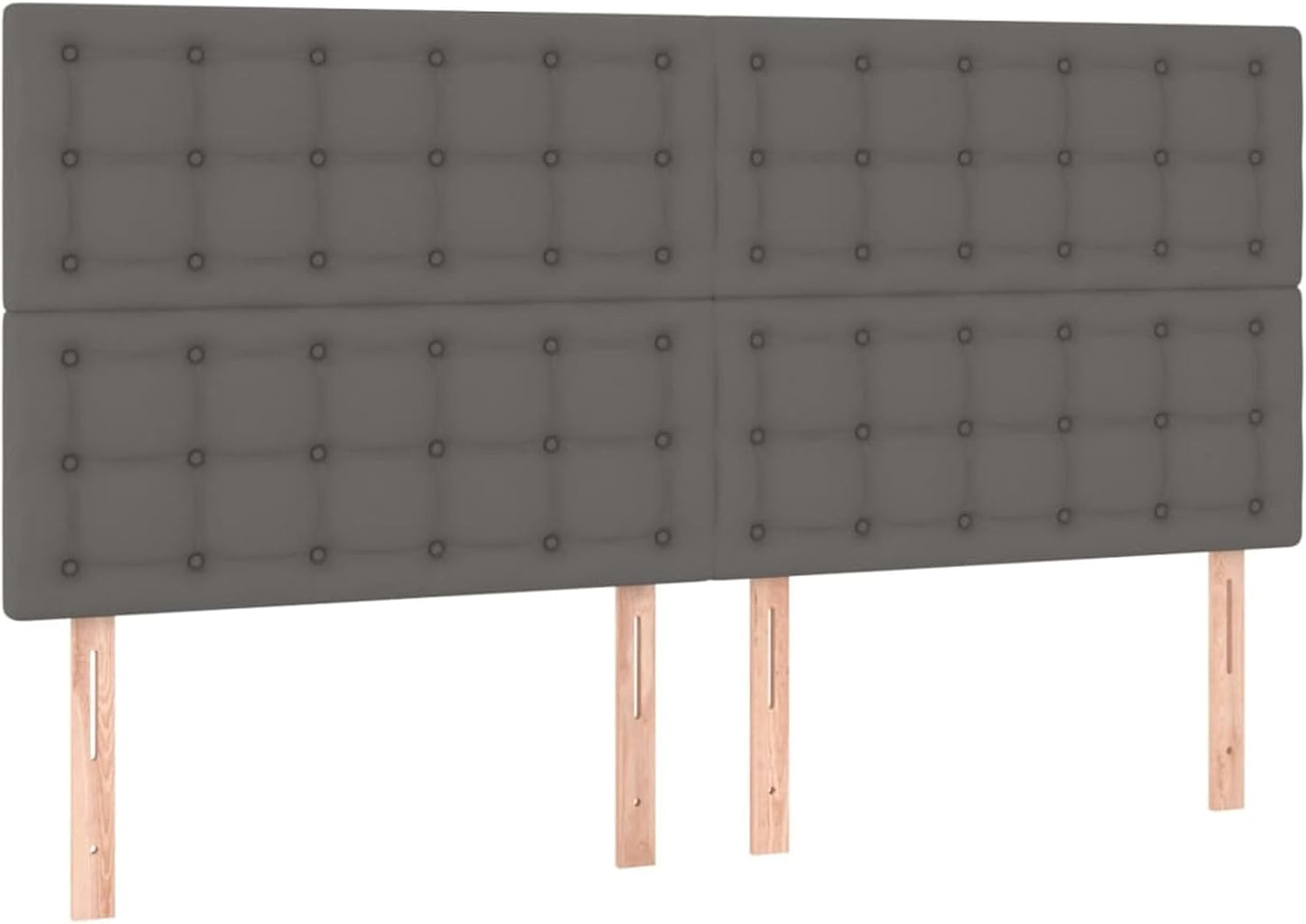 Gecheer Box Spring Bed with Mattress, Grey, 180 x 200 cm, Faux Leather