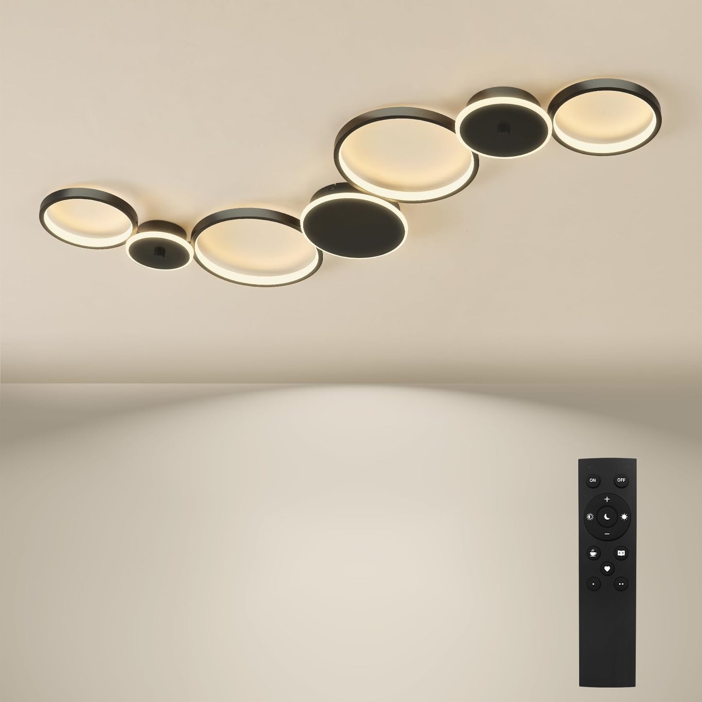 BAYHT Deckenleuchte LED Wohnzimmerlampe Weiße Runde LED Deckenlamp Dimmbar 62W 5300LM mit Fernbedienung 3000K-6500K Geeignet für Wohnzimmer, Deckenleuchte Schlafzimmer