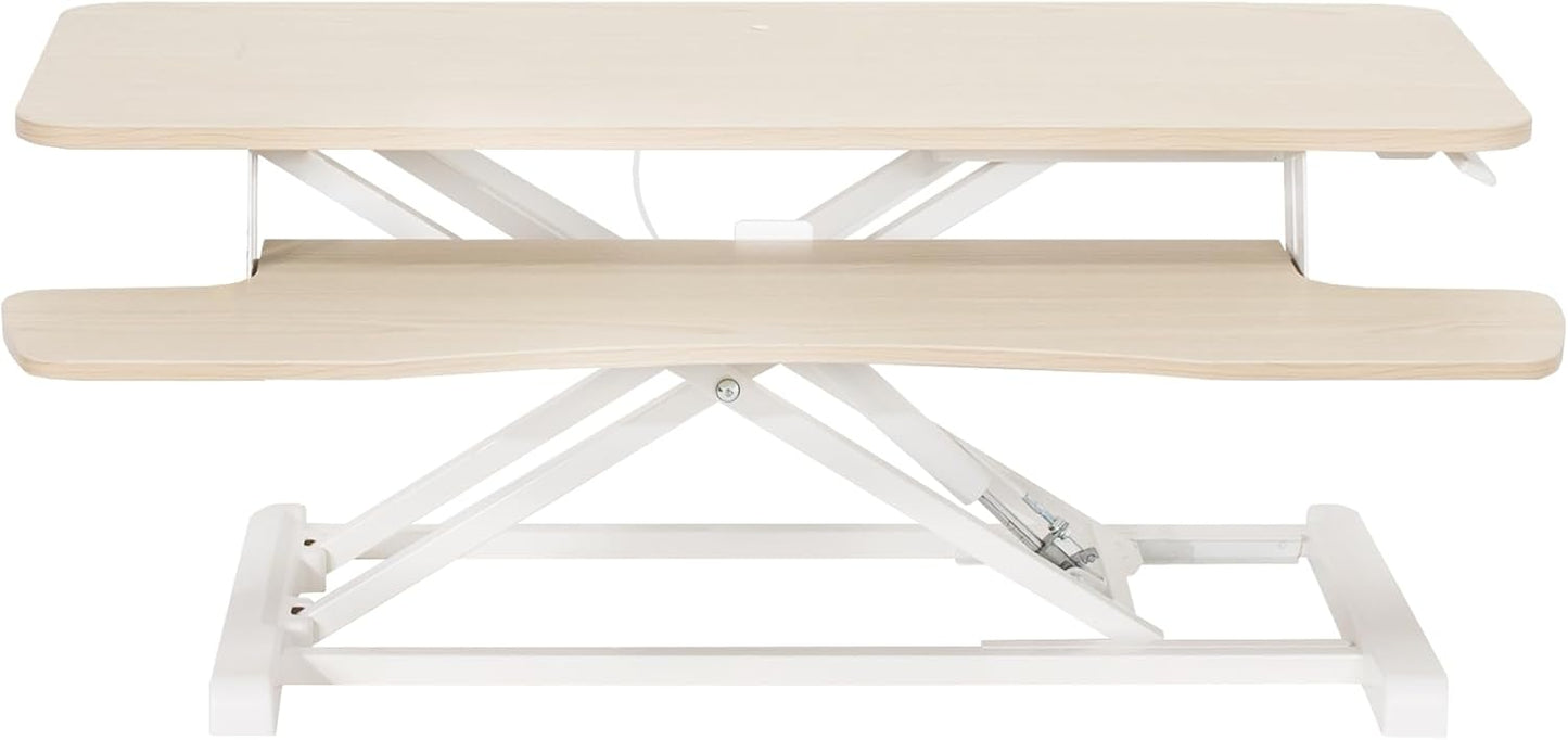 VIVO 32” Stehpult-Konverter mit höhenverstellbarem Aufsatz, Steh-Sitz-Arbeitsplatz für zwei Monitore und Laptop, mit breiter Tastaturablage, Schwarz, DESK-V000K