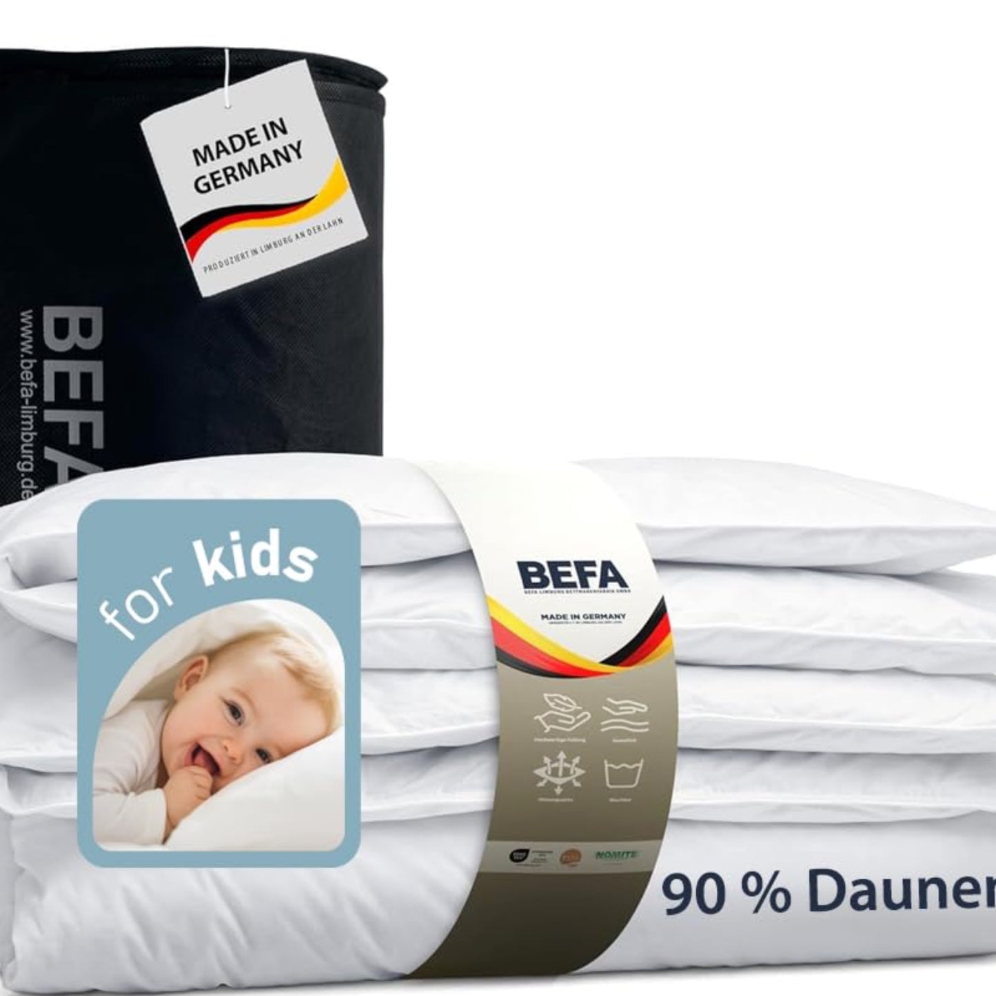 BEFA NATUR Down Duvet, Made in Germany, 135 x 200 cm, 90% Down and 10% Feathers, Summer Duvet, Suitable for Allergy Sufferers (Nomite), Oeko-Tex 100 Class 1 Certified, EN Standard 12934, Downpass