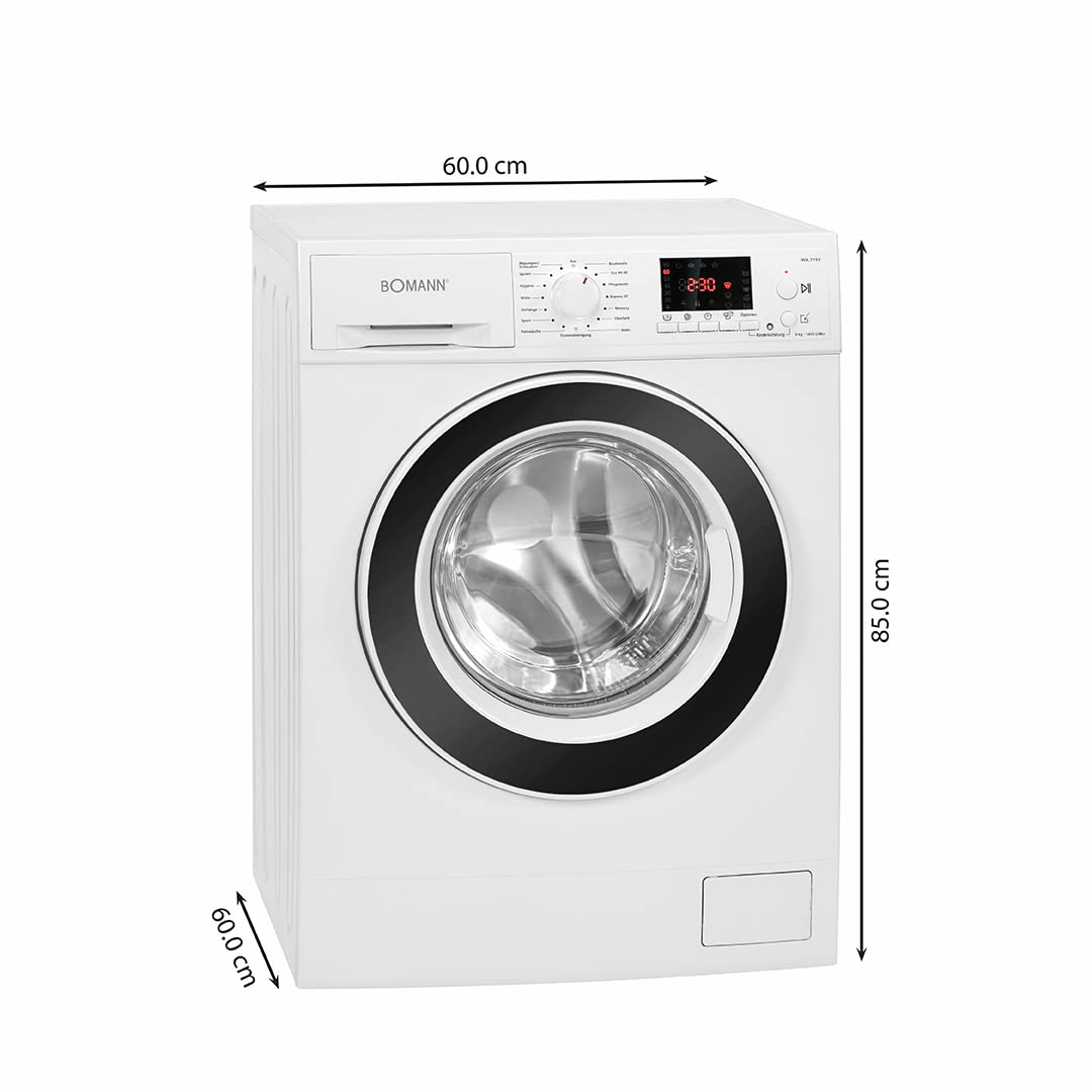 Bomann® Waschmaschine 10kg | max. 1400 U/min | 16 Programme | Bürstenloser DC-Motor: effizient, leise und langlebig | Endzeitvorwahl | Zulaufschlauch-Sicherheitssystem | Washing Machine | WA 7111