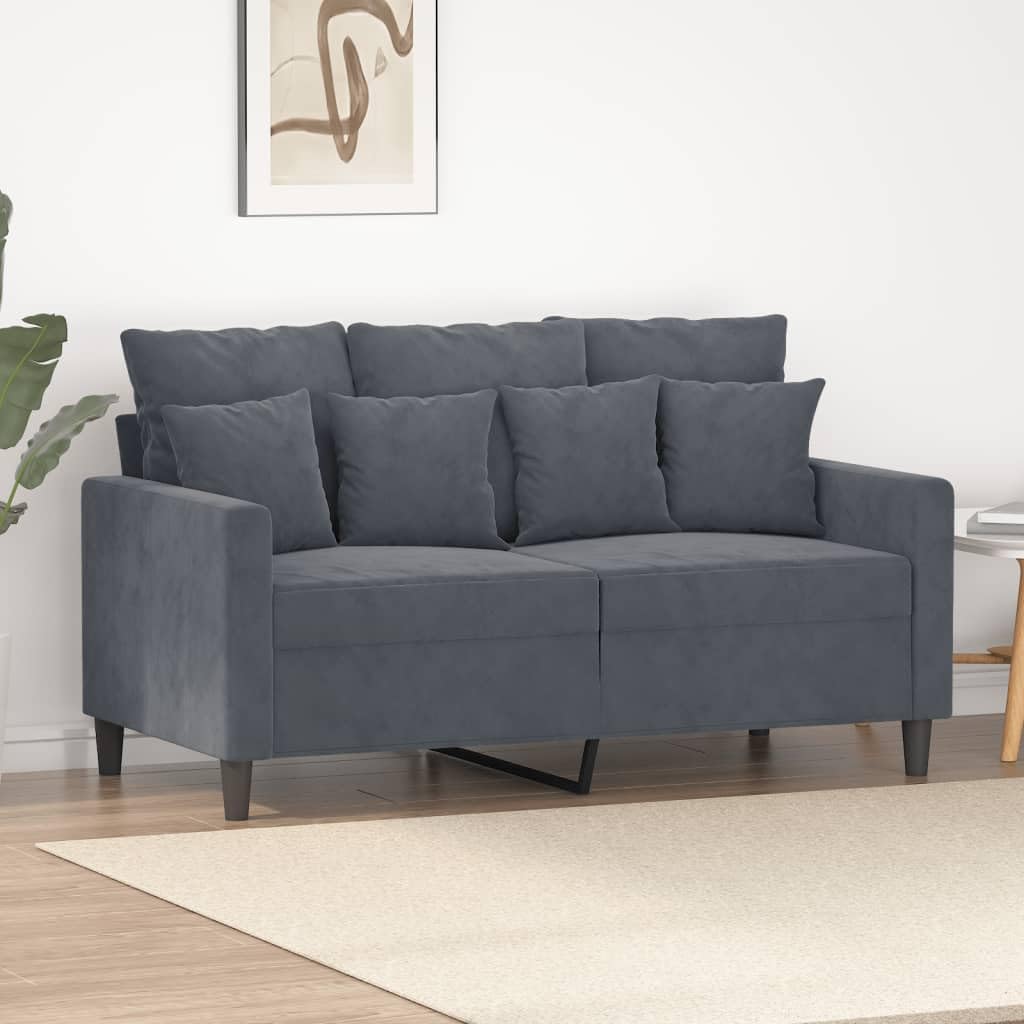 Willood 3-TLG. Sofagarnitur mit Kissen Dunkelgrau Samt,Sofa geeignet für Wohnzimmer, Sofa Set, mit Armlehnen und Kissen
