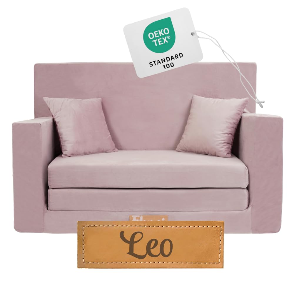 Flumi Personalised Children's/Teenager's Couch/Armchair/Sofa Bed, with Engraving of Child's Name, Play Sofa, Sleeping Chair, Bed Function, Children's Furniture, 92 x 40 x 60 cm, Microfibre (Grey)