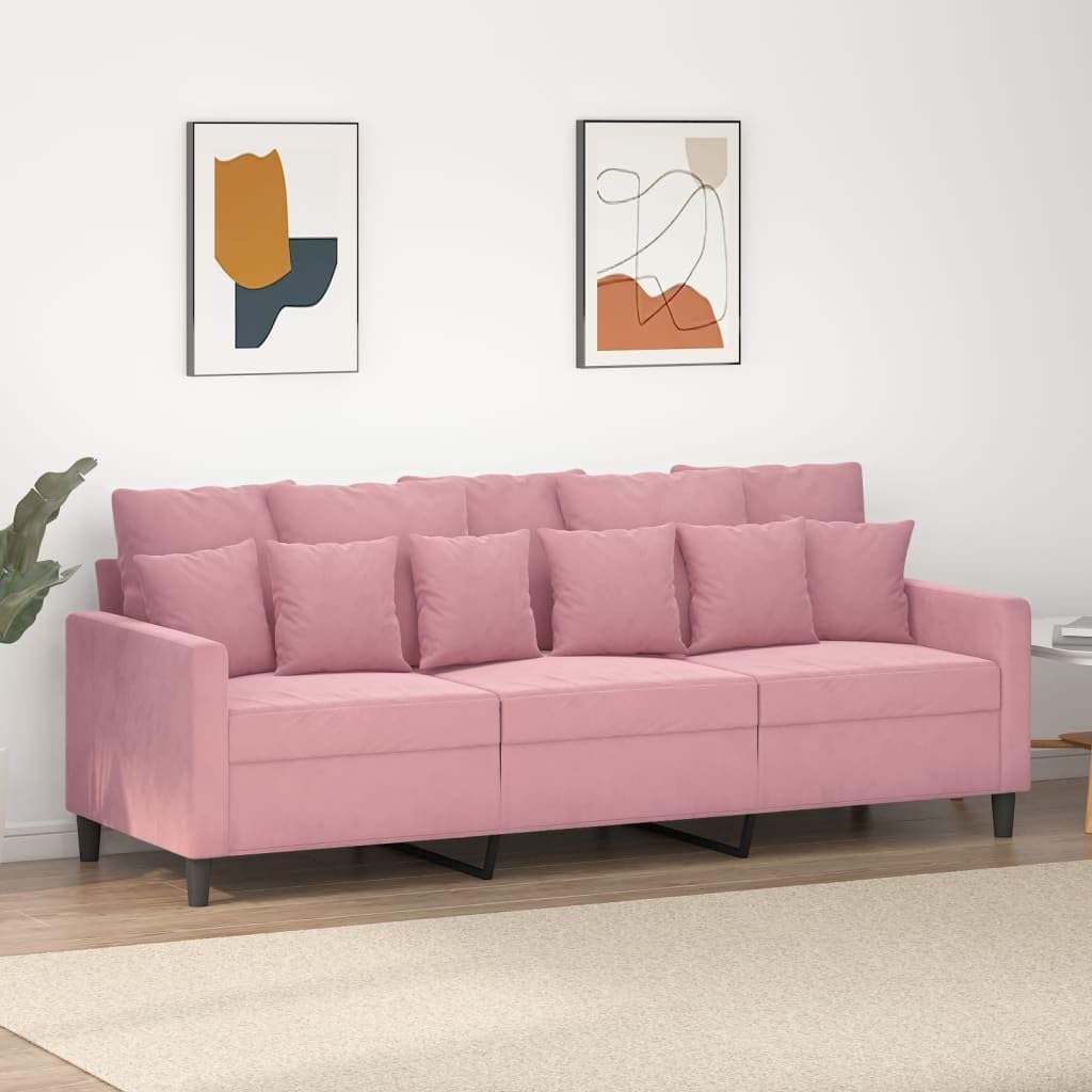 Willood 3-TLG. Sofagarnitur mit Kissen Dunkelgrau Samt,Sofa geeignet für Wohnzimmer, Sofa Set, mit Armlehnen und Kissen