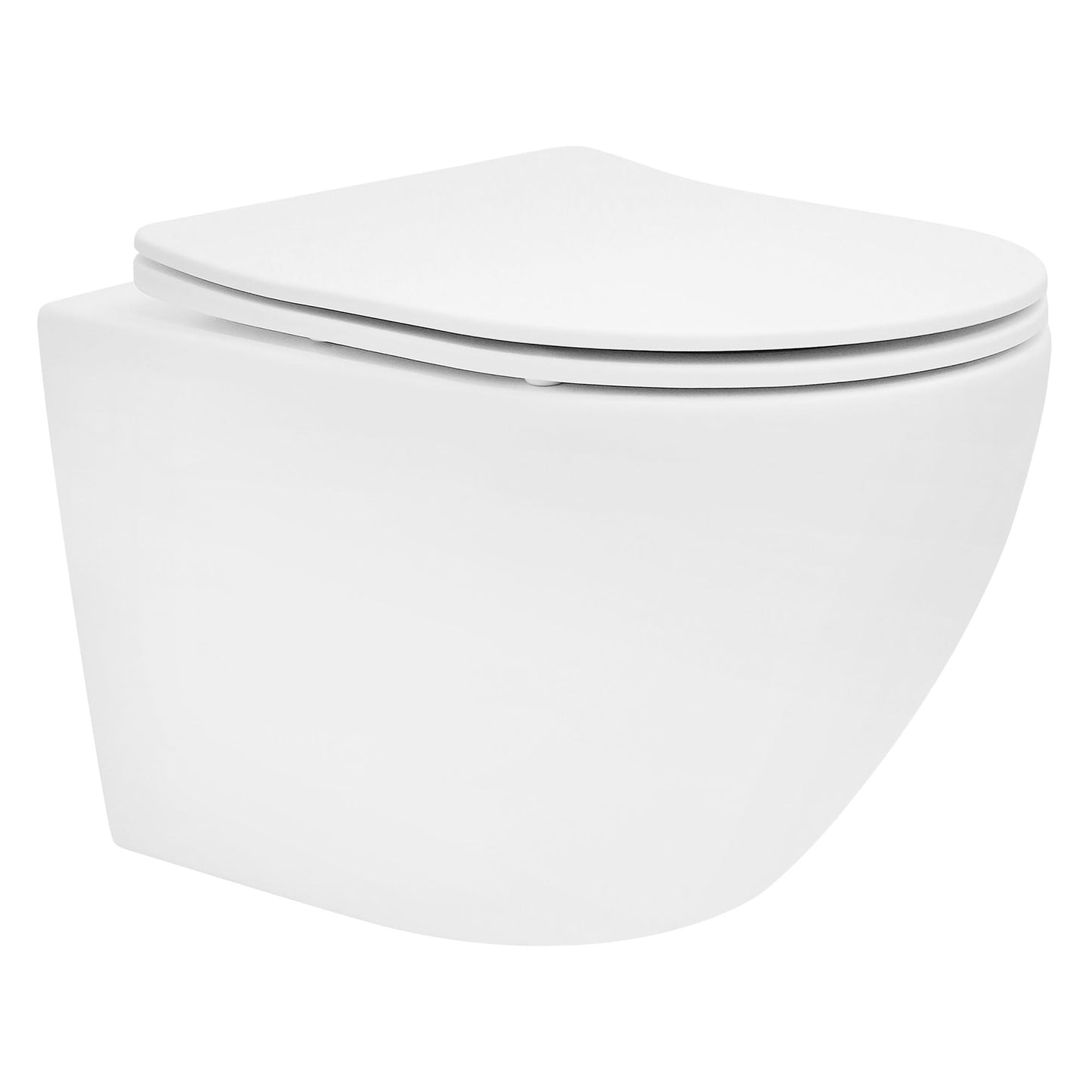 ECD Germany Rimless Wall-Mounted Toilet Ceramic White Matt with Nano Coating, Wall Toilet Long 52 cm, Removable Toilet Seat Made of Duroplast Soft Close Mechanism, Deep Washdown with Lotus Effect