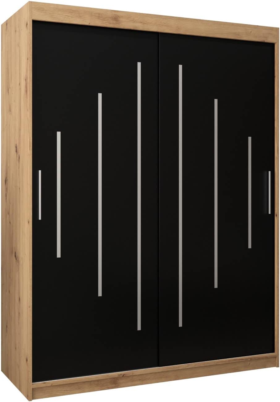 Kryspol Schwebetürenschrank York 250 cm Kleiderschrank mit Kleiderstange und Einlegeboden Schlafzimmer- Wohnzimmerschrank Schiebetüren Modern Design (Weiß)