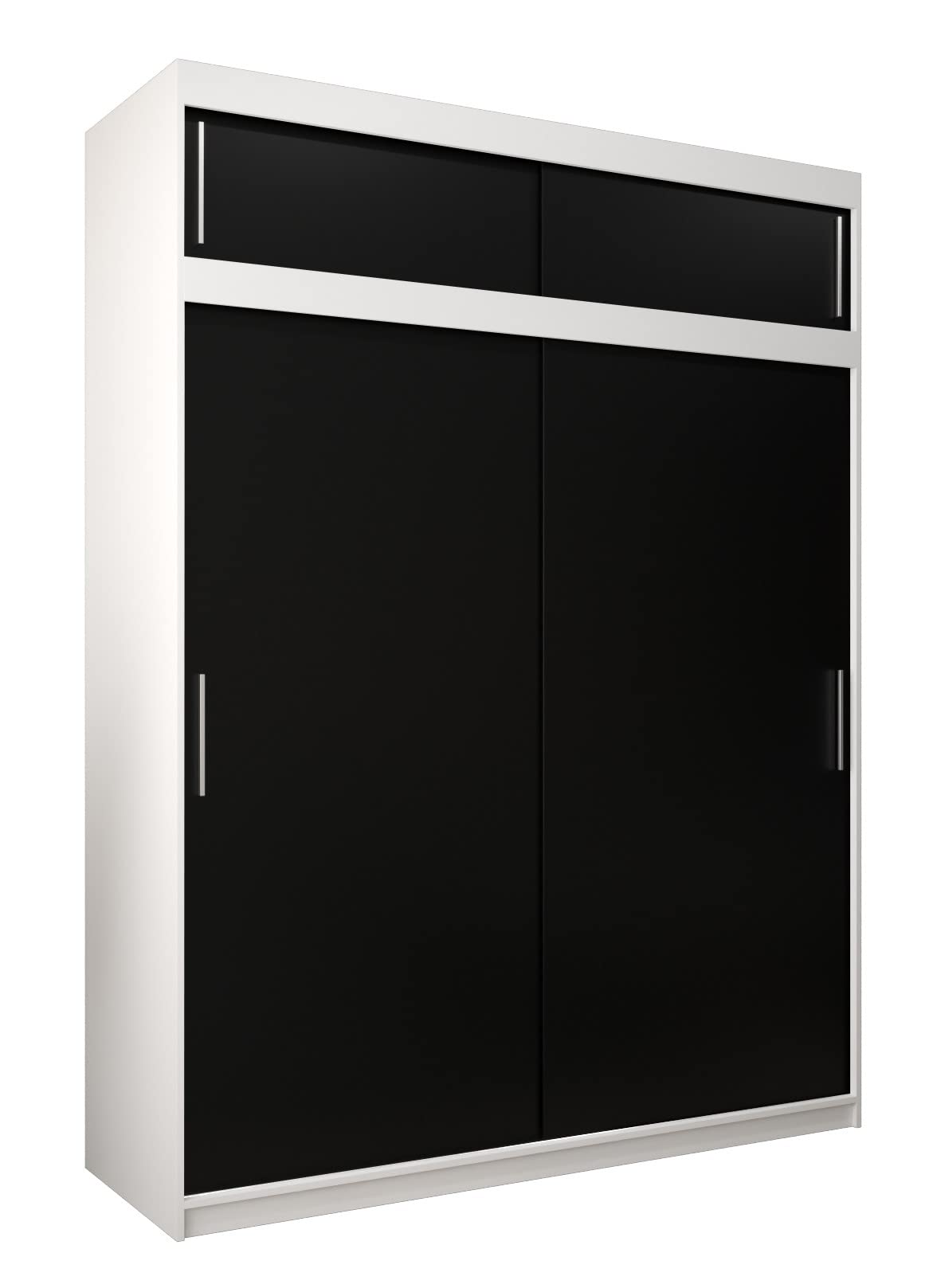 MEBLE KRYSPOL Tokyo 250 Wardrobe with Three Sliding Doors for Bedroom – Modern Storage Cabinet with Clothes Rail and Shelves – 250 x 200 x 62 cm – Matte Black and Artisan