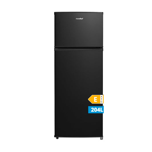 Comfee RCT284DK2A Fridge/Freezer, Top Freezer Compartment, 176 kWh/Year, 143 cm Height, LED Light, Reversible Door Hinge, Black