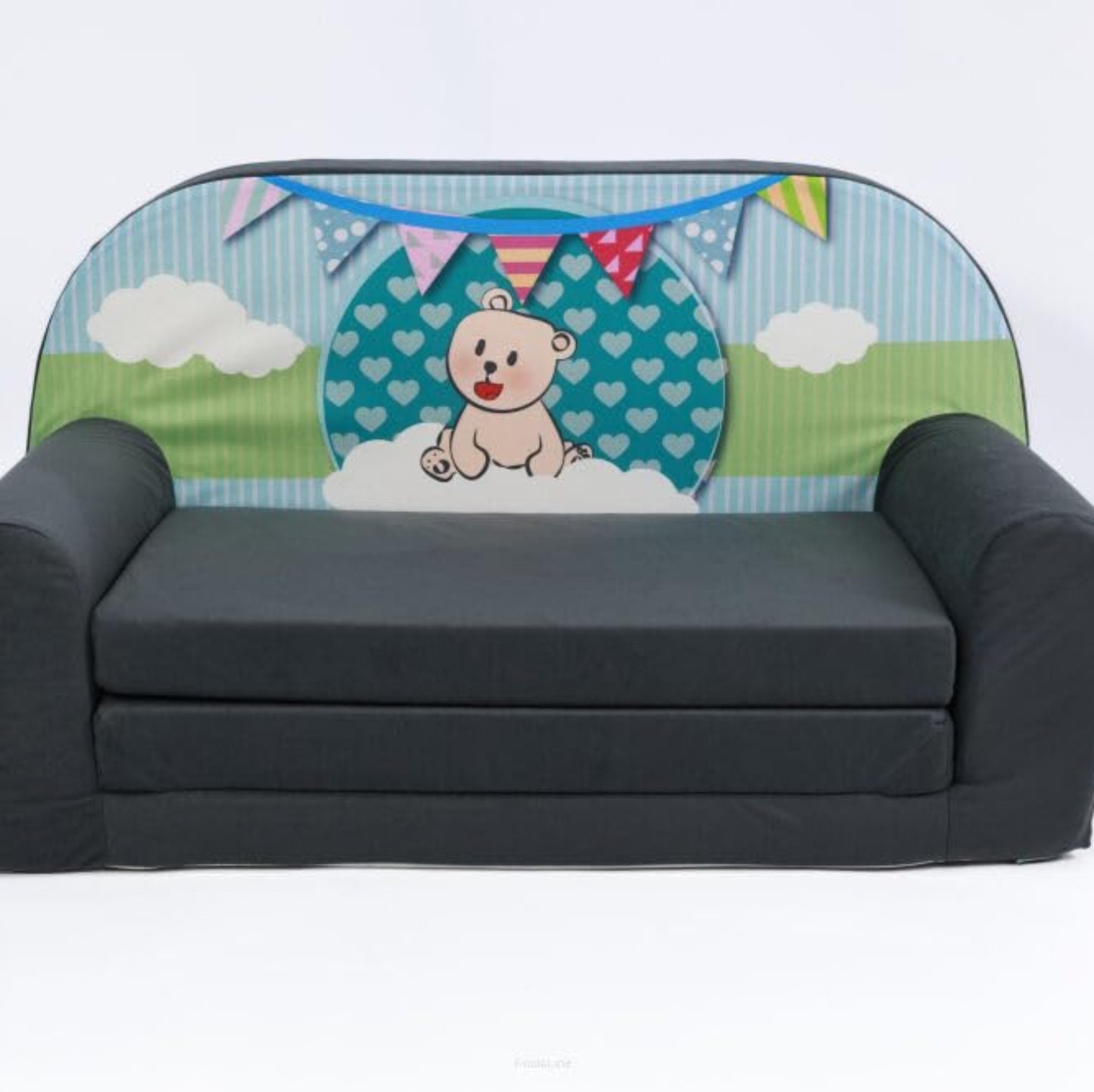 FORTISLINE Children's Sofa Mini Foldable 40 x 78 x 45 cm - Children's Sofa for Children 2-in-1 - Children's Couch Foldable - Foam Sofa Bed - Removable Cover - Many Designs