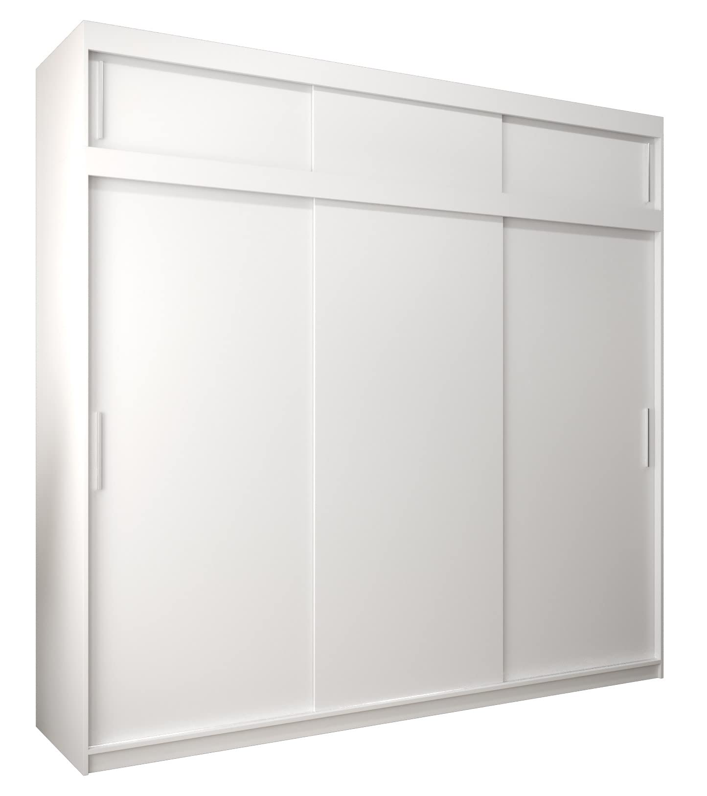 MEBLE KRYSPOL Tokyo 250 Wardrobe with Three Sliding Doors for Bedroom – Modern Storage Cabinet with Clothes Rail and Shelves – 250 x 200 x 62 cm – Matte Black and Artisan