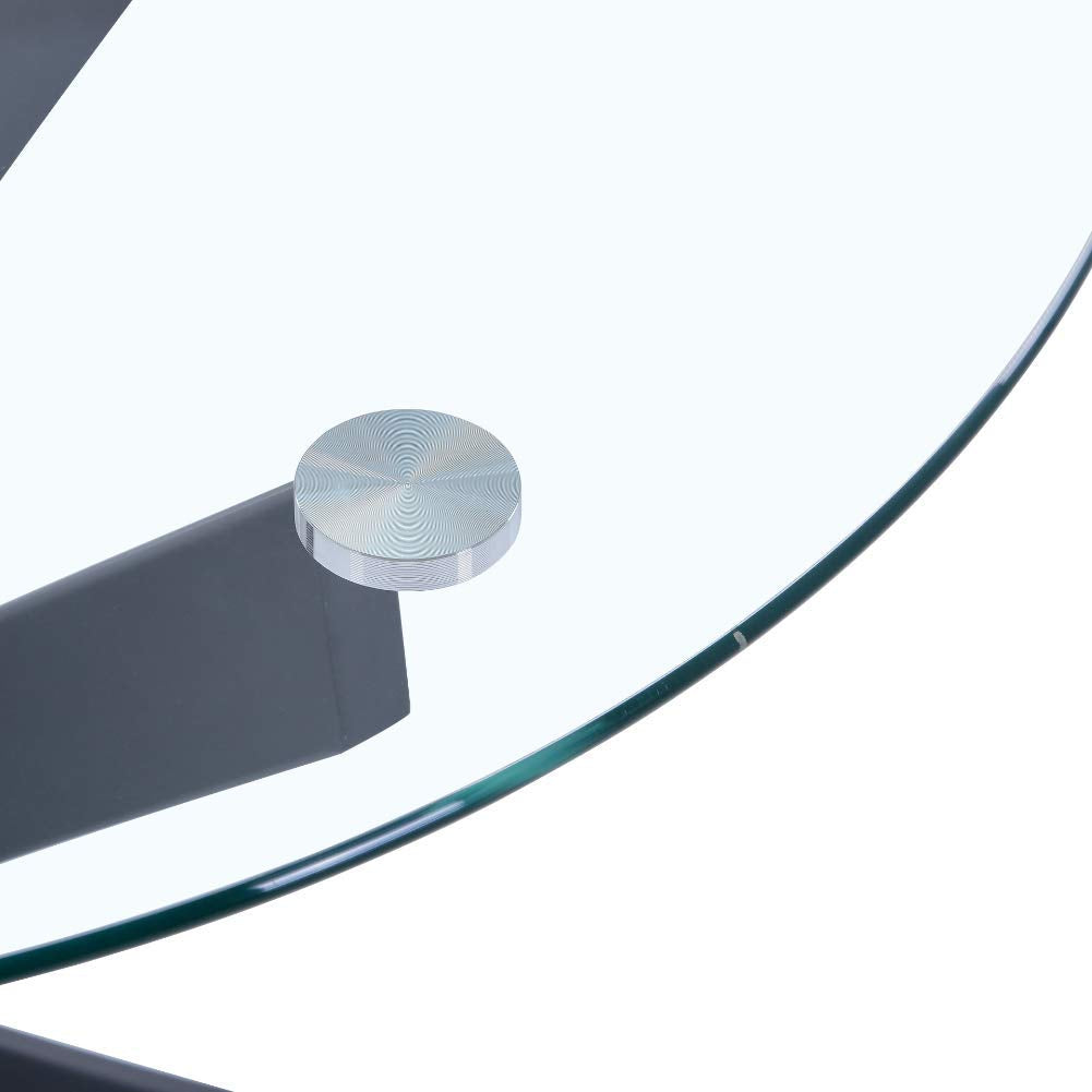 GOLDFAN Esstisch Rund Glas Moderner Küchentisch 80cm Runder Glas Esszimmertische mit Metallbeinen für Esszimmer Wohnzimmer Küche, Schwarz